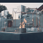  Стол-камин газовый Сlifton Compact Square Grey